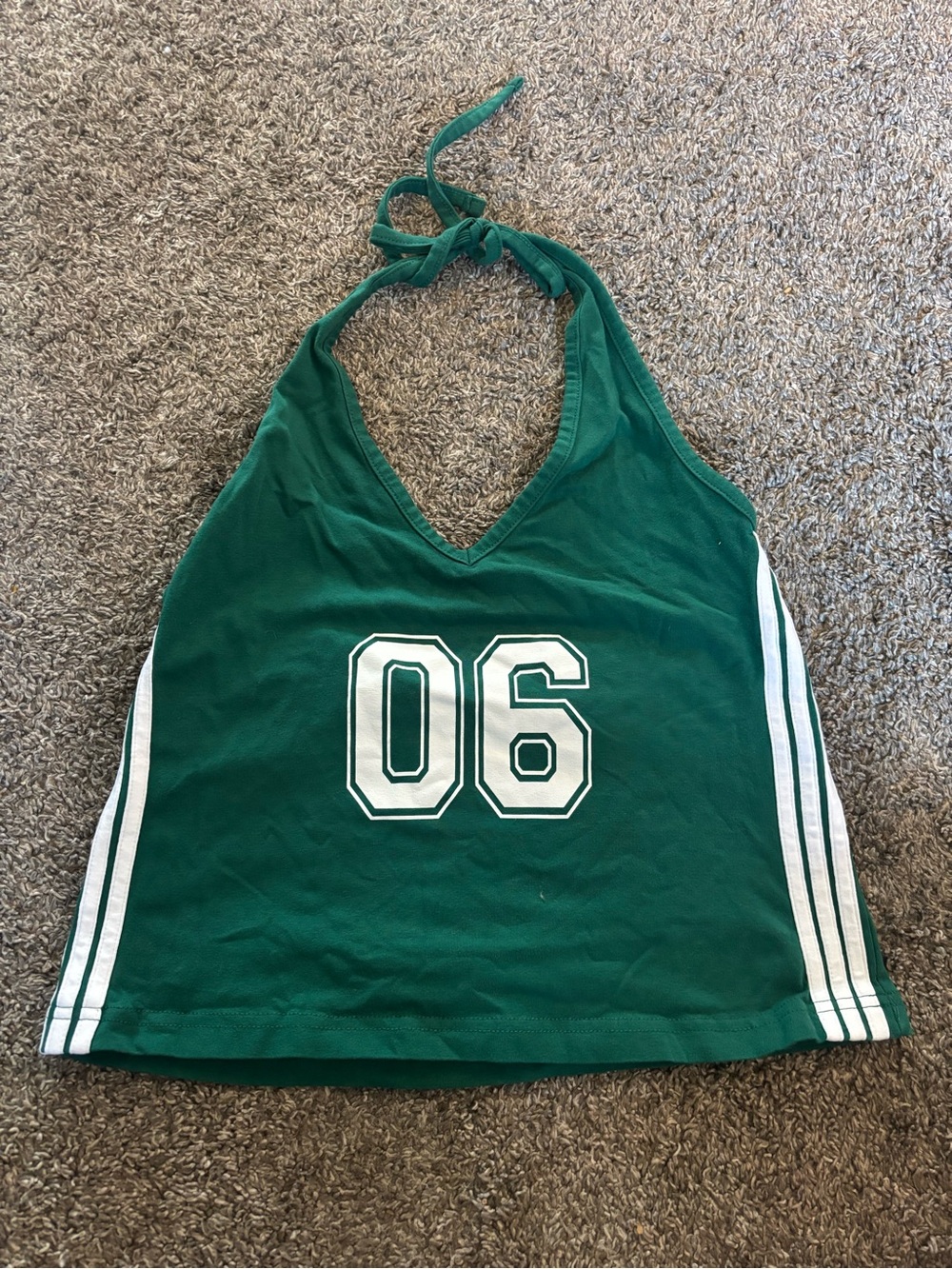 Rebellious One Green Halter Tank with White '06' Graphic